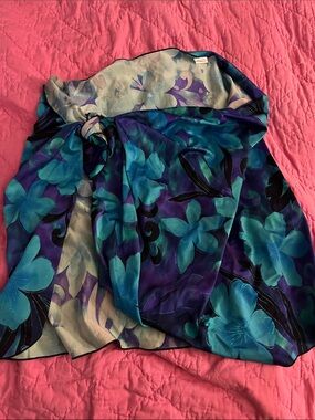 Catalina Teal & Purple Floral Swim Sarong